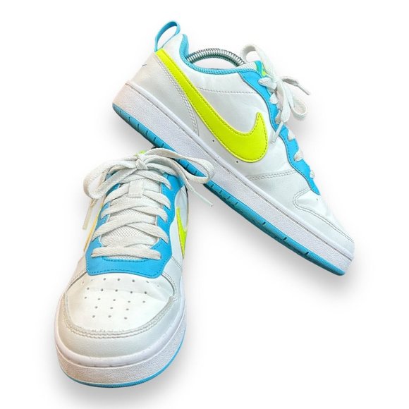 Nike Court Borough Low 2 GS Size 7Y 'White Baltic Blue Volt'‎ BQ5448 122 - Picture 6 of 9